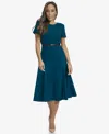 Calvin Klein Women's Short-sleeve Belted Fit & Flare Dress