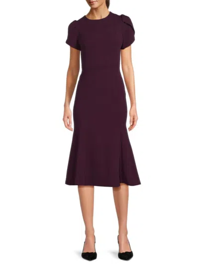 Calvin Klein Women's Short-sleeve Crepe Midi-dress In Purple