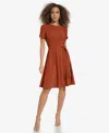 Calvin Klein Women's Short-sleeve Fit & Flare Dress In Gold