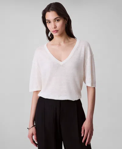 Calvin Klein Women's Short Sleeve Linen Blend Top