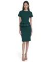 Calvin Klein Women's Short Sleeve Peplum Sheath Dress In Green