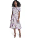 Calvin Klein Women's Short-sleeve Scuba Midi Dress In Multi