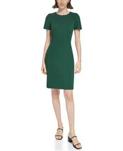 Calvin Klein Women's Short-sleeve Scuba Sheath Dress In Green