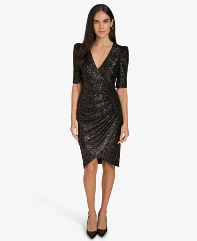 Calvin Klein Women's Short Sleeve Sequin Sheath Dress In Black