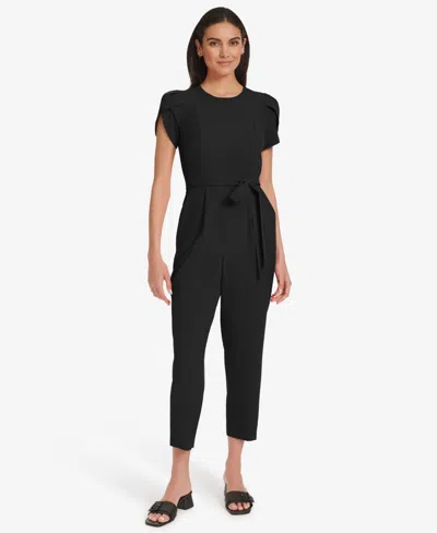 Calvin Klein Women's Short-sleeve Tapered Jumpsuit In Black