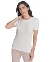 Calvin Klein Petite Crewneck Textured Knit Sweater In White