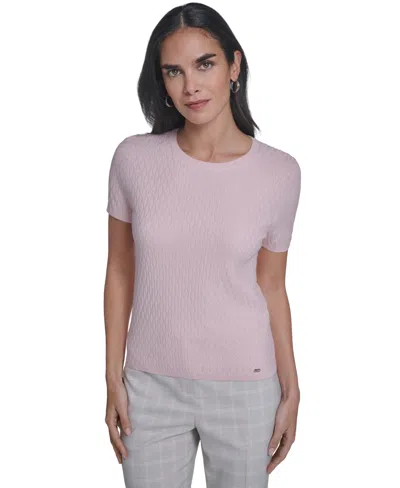 Calvin Klein Women's Short-sleeve Textured Sweater In Pink