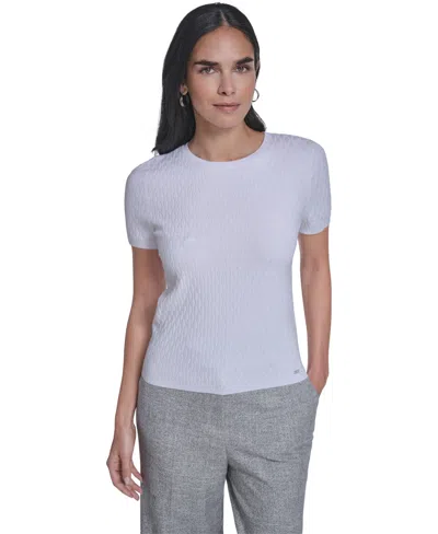Calvin Klein Women's Short-sleeve Textured Sweater In White