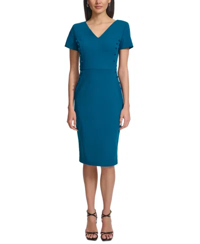Calvin Klein Women's Short-sleeve V-neck Sheath Dress In Cypress