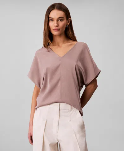 Calvin Klein Women's Short-sleeve V-neck Top In Pink
