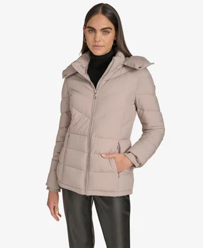 Calvin Klein Women's Short Zip Front Puffer Jacket In Pink