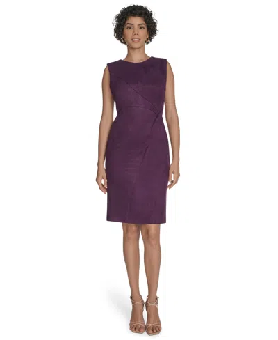 Calvin Klein Women's Side Ruched Midi Dress In Purple