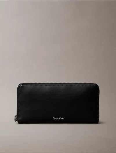 Calvin Klein Women's Signature Logo Strap Zip Wallet In Red