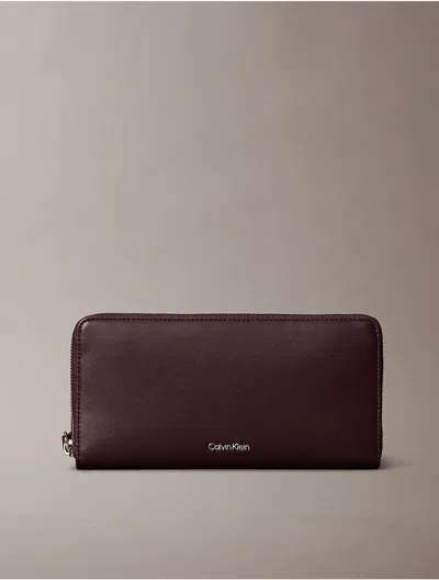 Calvin Klein Women's Signature Logo Strap Zip Wallet In Red