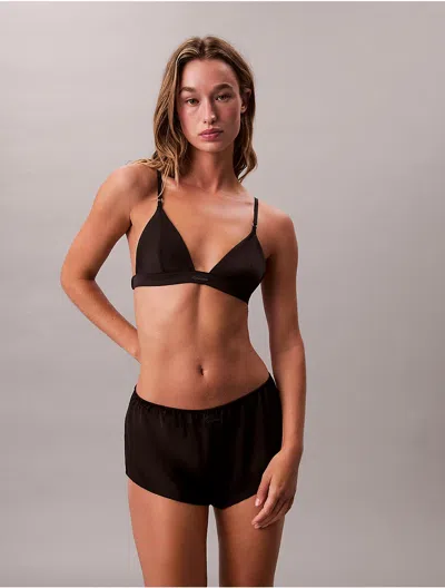 Calvin Klein Women's Signature Satin Unlined Triangle Bra In Black