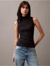 Calvin Klein Women's Silk Cashmere Mock Neck Tank Top In Vulcan