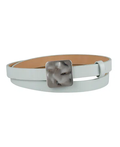 Calvin Klein Women's Skinny Hammered Plaque Buckle Belt In Green