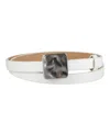 Calvin Klein Women's Skinny Hammered Plaque Buckle Belt In White