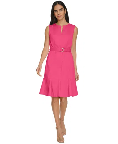Calvin Klein Women's Sleeveless Belted Sheath Dress In Rosebud