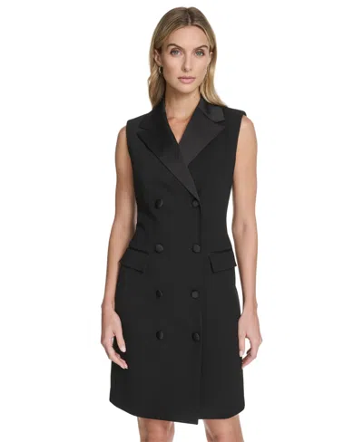 Calvin Klein Women's Sleeveless Blazer Short Sheath Jacket In Black