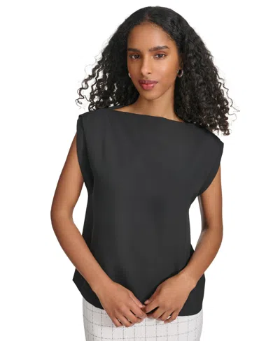 Calvin Klein Women's Sleeveless Boat-neck Top In Black