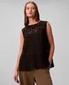 Calvin Klein Women's Sleeveless Burnout Blouse In Black