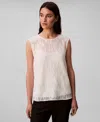 Calvin Klein Women's Sleeveless Burnout Blouse In Multi