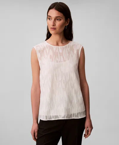 Calvin Klein Women's Sleeveless Burnout Blouse In Multi