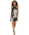 Calvin Klein Women's Sleeveless Chiffon Shift Dress In Black