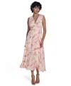 Calvin Klein Women's Sleeveless Chiffon Wrap A-line Dress In Pink