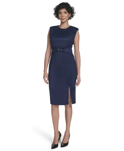 Calvin Klein Women's Sleeveless Crewneck Short Dress In Blue