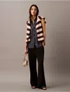 Calvin Klein Women's Sleeveless Denim Button-down Shirt In Navy Indigo