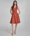 Calvin Klein Women's Sleeveless Fit And Flare Short Dress In Brown