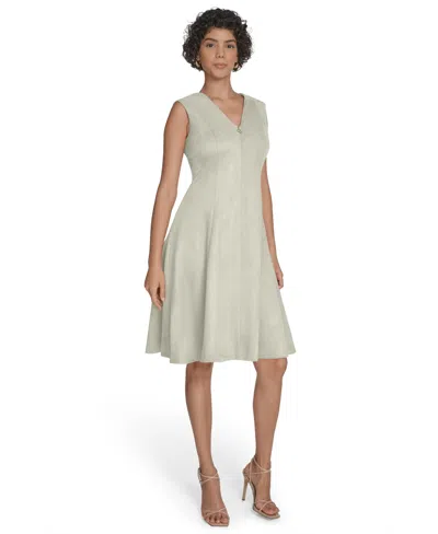 Calvin Klein Women's Sleeveless Fit And Flare Short Dress In White