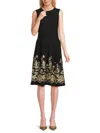 Calvin Klein Petites Womens Embroidered Mini Fit & Flare Dress In Multi