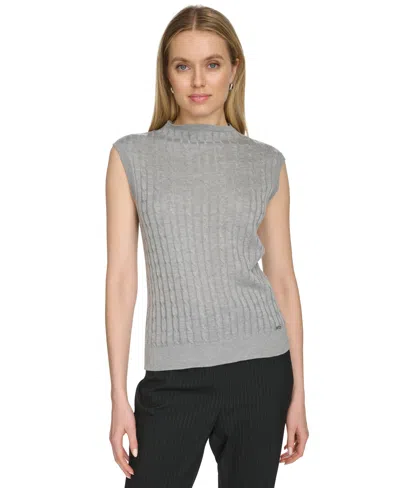 Calvin Klein Women's Sleeveless Knit Top In Light Heather Grey