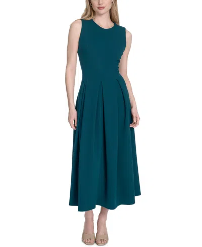 Calvin Klein Women's Sleeveless Midi A-line Dress In Blue