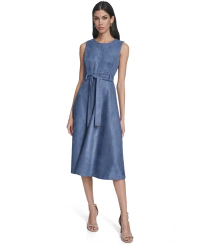 Calvin Klein Women's Sleeveless Midi Dress In Blue