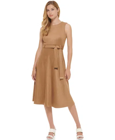 Calvin Klein Women's Sleeveless Midi Dress In Brown