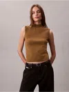 Calvin Klein Women's Sleeveless Mock Neck Top In Brown
