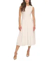 Calvin Klein Womens Ruffled Midi Fit & Flare Dress In Cream