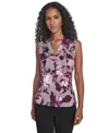Calvin Klein Ruffle Front Cap Sleeve Top In Purple