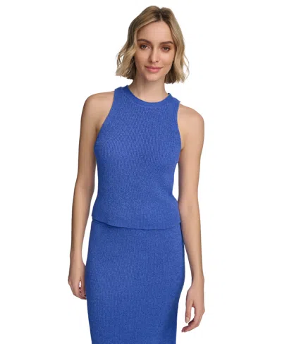 Calvin Klein Women's Sleeveless Ribbed Crewneck Top In Dazzling Blue
