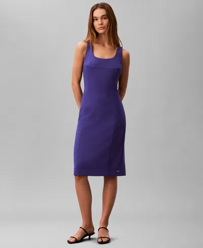 Calvin Klein Women's Sleeveless Scoop Neck Dress In Blue