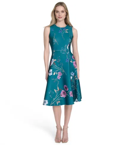 Calvin Klein Women's Sleeveless Scuba Midi Dress In Multi