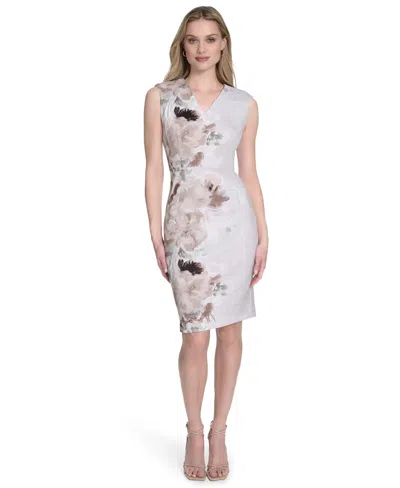 Calvin Klein Women's Sleeveless Scuba Sheath Dress In Multi