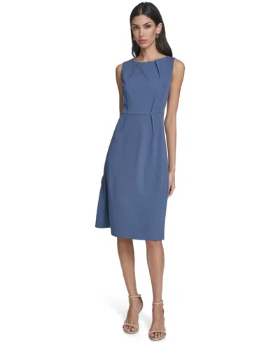 Calvin Klein Women's Sleeveless Seamed Midi Dress In Blue