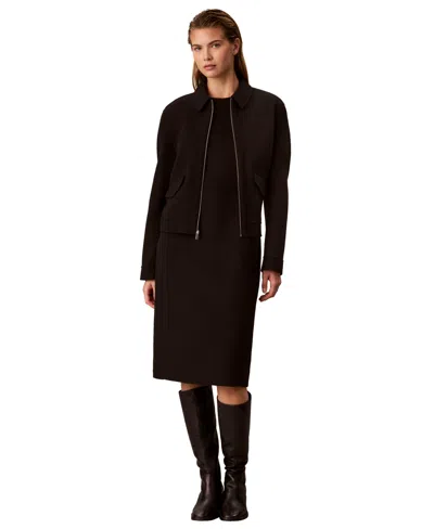 Calvin Klein Women's Sleeveless Sheath Midi Wool-blend Dress In Brown