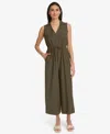 Calvin Klein Women's Sleeveless Straight-leg Jumpsuit In Brown