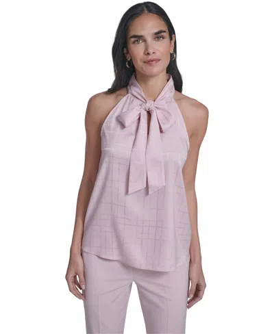 Calvin Klein Women's Sleeveless Tie Neck Blouse In Pink